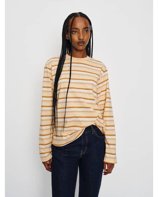 Reformation Blue Asher Oversized Long Sleeve T-Shirt