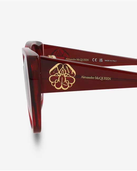 Alexander McQueen Brown Iconic Cat Eye Acetate 58 Mm Ladies Sunglasses Am0284S-30009391004