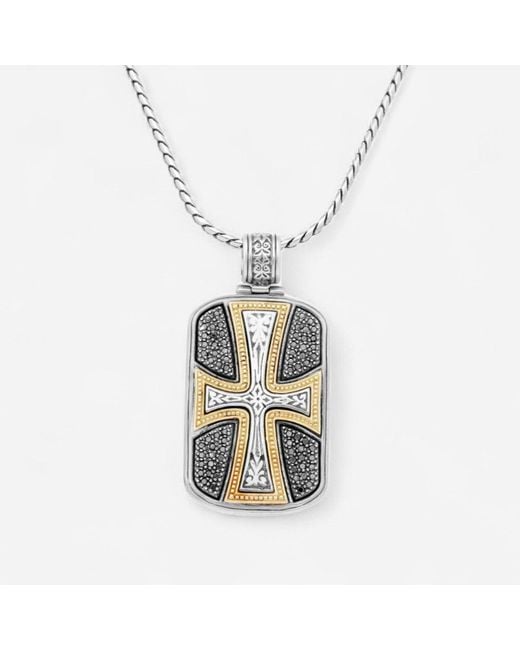 Konstantino White Sterling & 18K Diamond Cross Pendant Memk5057-110