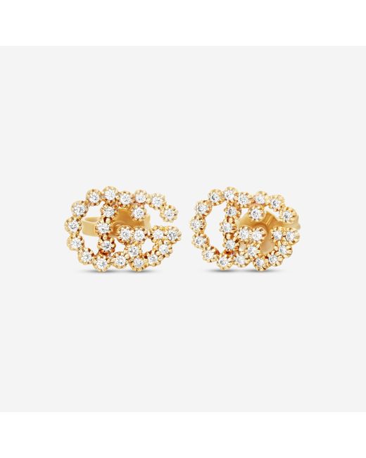 Gucci Metallic Gg Running 18K Diamond Stud Earrings Ybd48167600100U