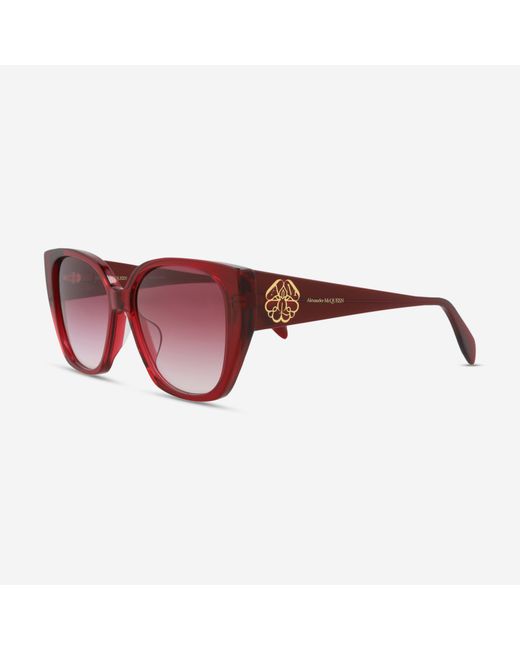 Alexander McQueen Brown Iconic Cat Eye Acetate 58 Mm Ladies Sunglasses Am0284S-30009391004