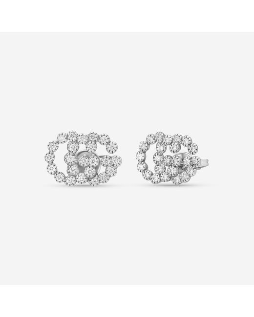 Gucci Metallic Gg Running 18K Diamond Stud Earrings Ybd48167600300U