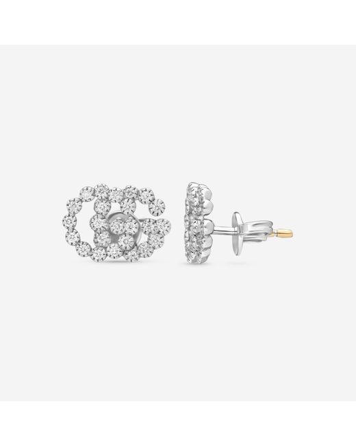 Gucci Metallic Gg Running 18K Diamond Stud Earrings Ybd48167600300U