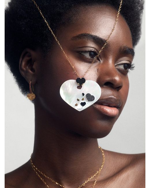 Nanis White 18K Diamond & Mother Of Pearl Pendant Necklace Cs4-524