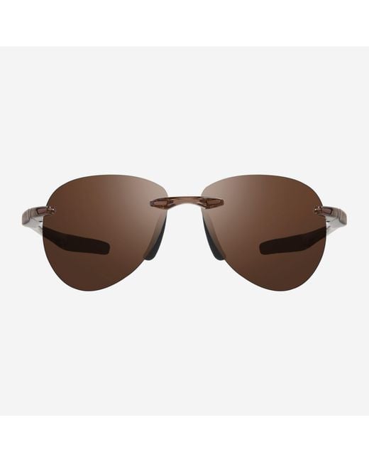 Revo Men's Descend Crystal Brown & Terra Rimless Aviator Sunglasses Re116902br