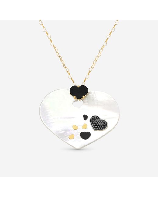 Nanis White 18K Diamond & Mother Of Pearl Pendant Necklace Cs4-524