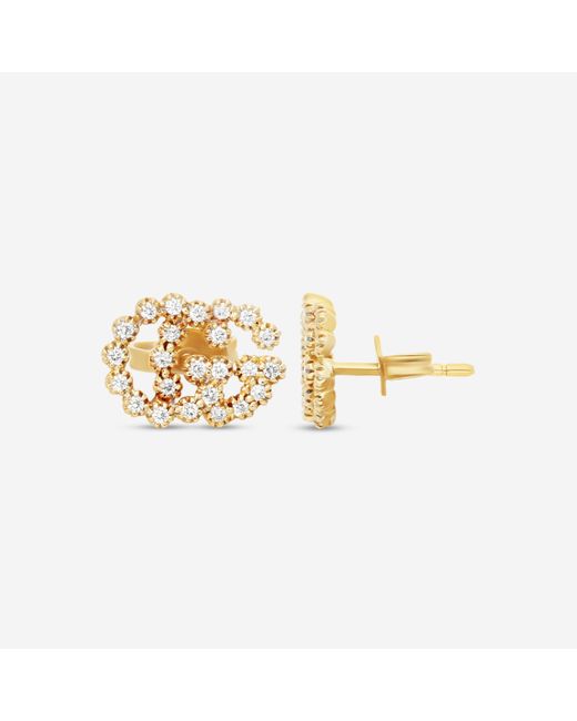 Gucci Metallic Gg Running 18K Diamond Stud Earrings Ybd48167600100U