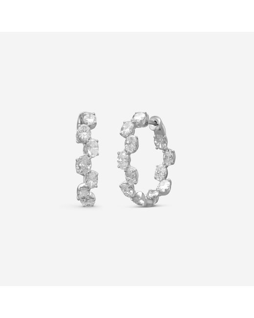 Ina Mar Women's White 14K Inside-Out Oval Cut Diamond Hoop Earrings Ke800827Q-G