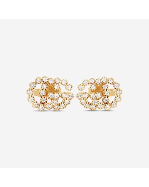 Gucci Metallic Gg Running 18K Diamond Stud Earrings Ybd48167600100U