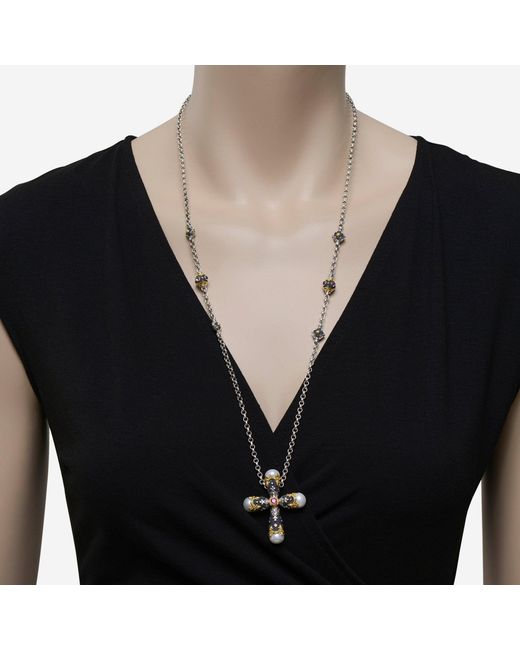 Konstantino Metallic Nemesis Sterling And 18K With Tourmaline Pendant Necklace Komk4728-229-Cab-Cut