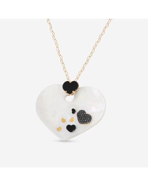 Nanis White 18K Diamond & Mother Of Pearl Pendant Necklace Cs4-524