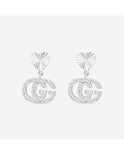 Gucci White Running G 18K Diamond Drop Earrings Ybd64860200100U