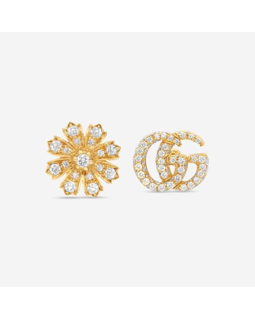 Gucci Metallic Flora 18K Diamond Stud Earrings Ybd58203300200U