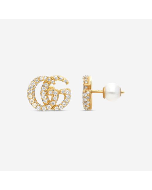 Gucci Metallic Flora 18K Diamond Stud Earrings Ybd58203300200U