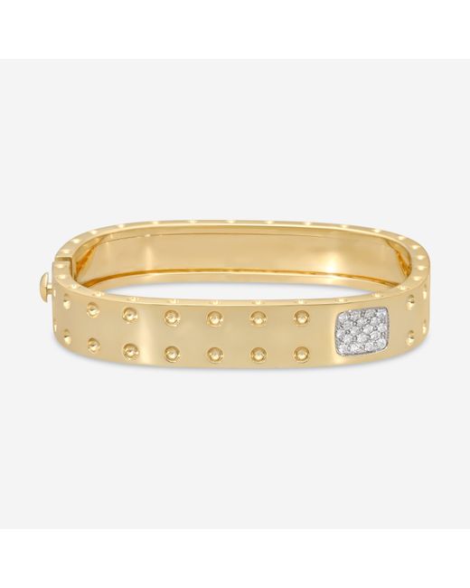 Roberto Coin Metallic Pois Moi 18K & Diamond 2-Row Square Bangle Bracelet 888536Ajbaxs