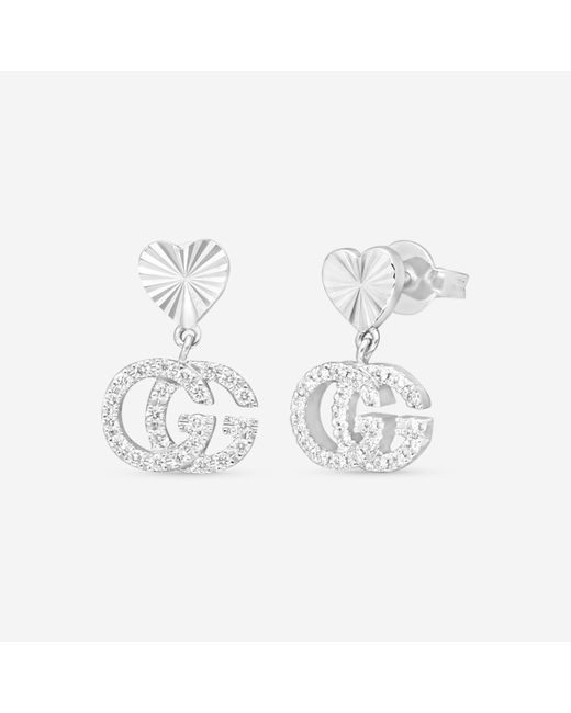 Gucci White Running G 18K Diamond Drop Earrings Ybd64860200100U