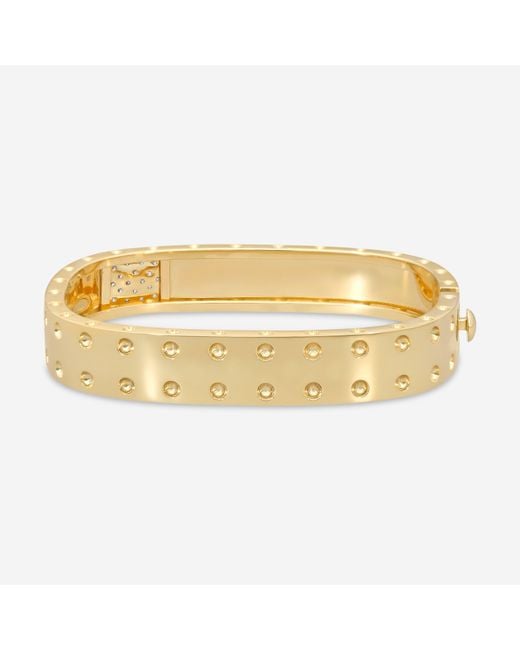 Roberto Coin Metallic Pois Moi 18K & Diamond 2-Row Square Bangle Bracelet 888536Ajbaxs