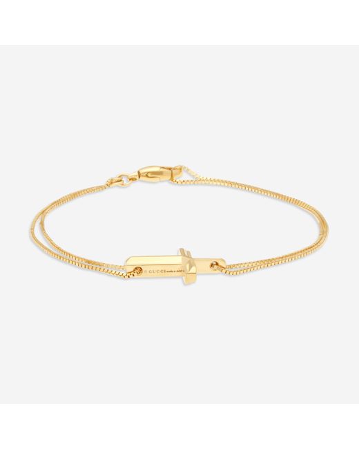 Gucci Metallic Link To Love 18K Cross Chain Bracelet Yba759354001016
