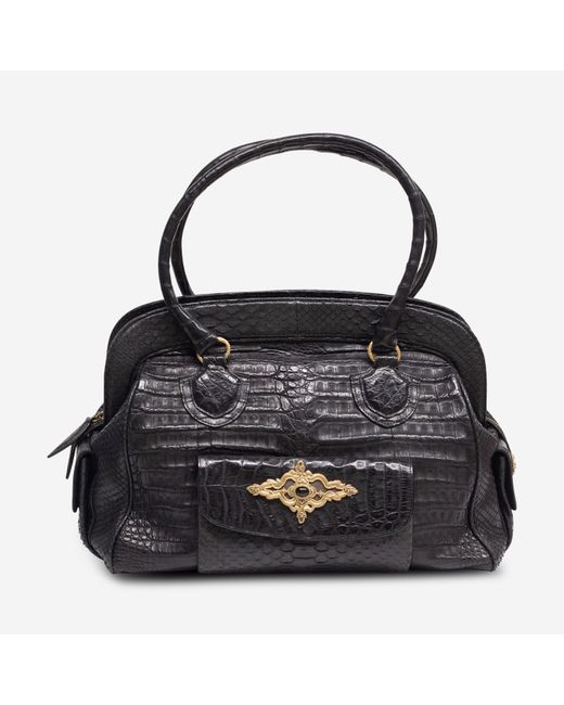 Armenta Black Crocodile & Python Leather Handbag 02986