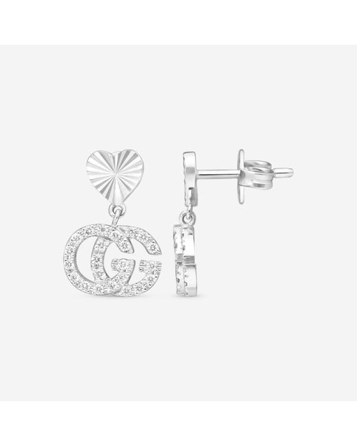 Gucci White Running G 18K Diamond Drop Earrings Ybd64860200100U
