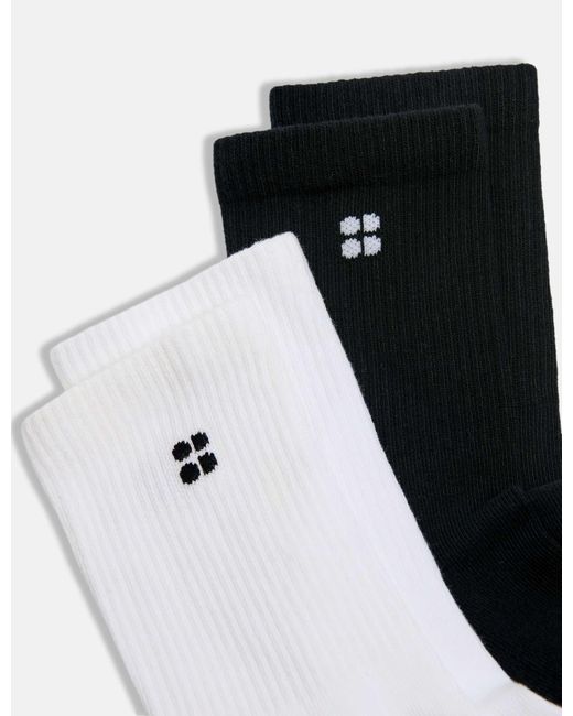 Sweaty Betty Black Women's Pilates Crew Gripper Sock 2 Pack