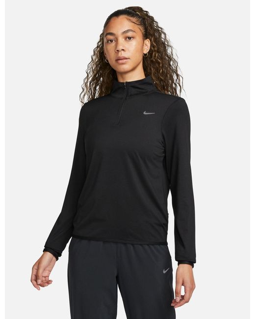 Nike Black Dri-fit Swift Element Uv 1/4-zip Running Top