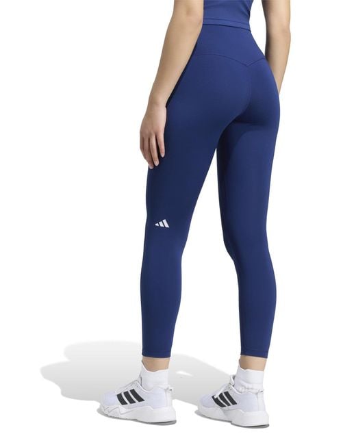 Adidas Blue Women's 3 Stripes Studio All Me 7/8 X-over leggings