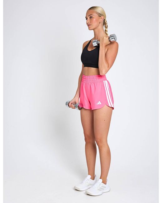 Adidas Pink Women's Pacer Workout Woven High Rise Shorts