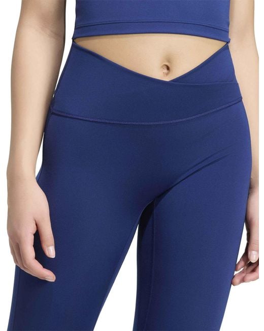 Adidas Blue Women's 3 Stripes Studio All Me 7/8 X-over leggings