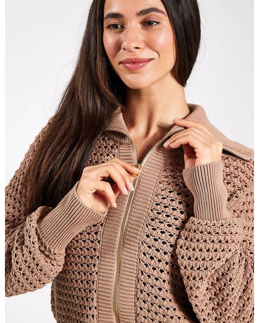 Varley Brown Women's Eloise Zip-through Knit