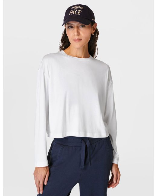 Sweaty Betty White Essential Crop Long Sleeve T-shirt