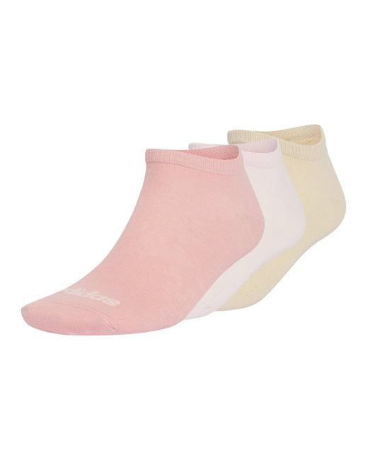 Adidas Pink Women's Thin Linear Low-cut Socks 3 Pairs
