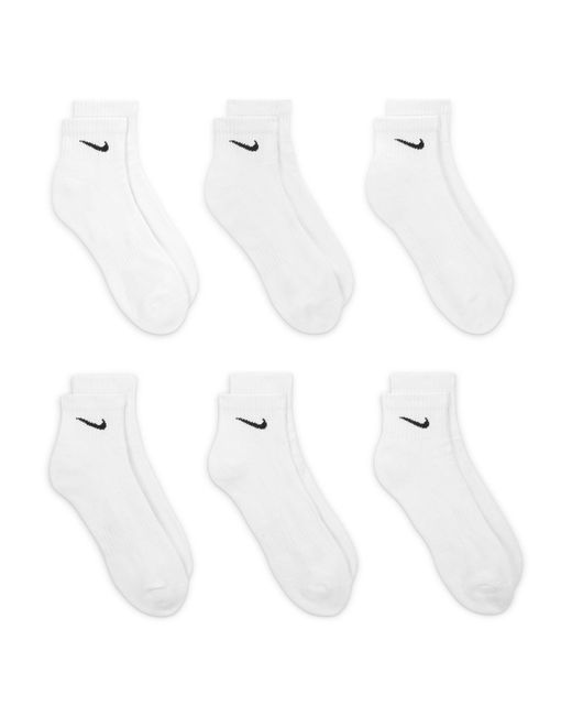 Nike White Women's Everyday Cushioned Training Ankle Socks (6 Pairs)