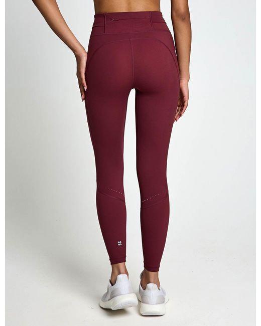 Sweaty Betty Red Women's Runner's High Power 7/8 leggings