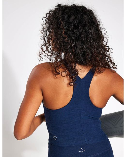 Beyond Yoga Blue Women's Spacedye Refocus Cropped Tank Light Support Gym Crop Top