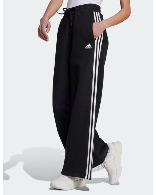 Adidas Black Women's Essentials 3-stripes French Terry Wide joggers
