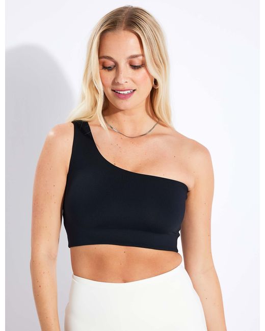 GIRLFRIEND COLLECTIVE Black Women's Bianca One Shoulder Sports Bra