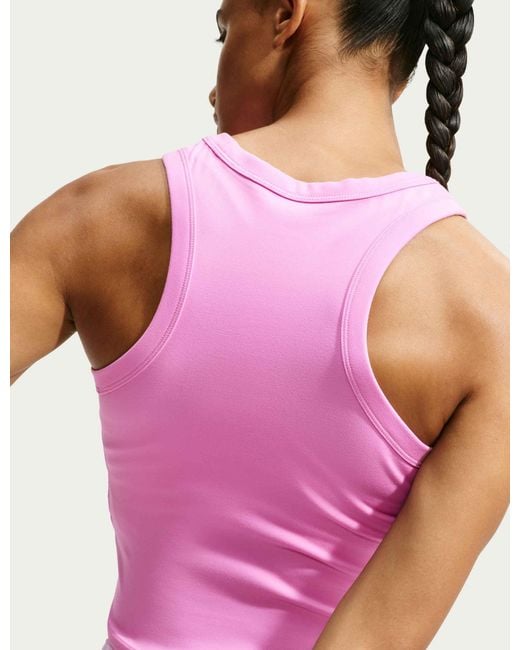 Nike Pink Women's One Fitted Dri-fit Cropped Tank Top