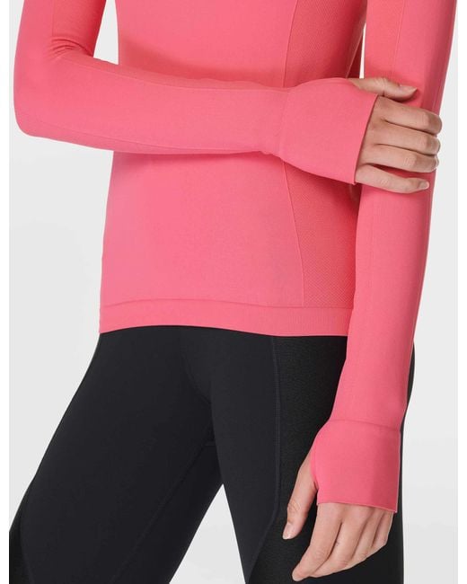 Sweaty Betty Red Women's Athlete Seamless Gym Long Sleeve Top