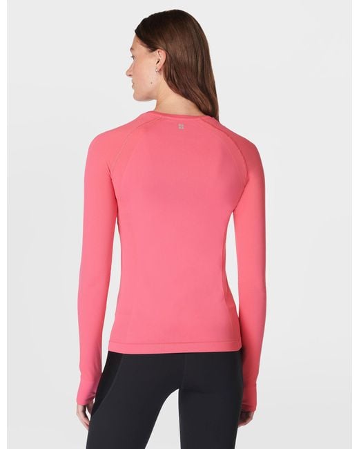 Sweaty Betty Red Women's Athlete Seamless Gym Long Sleeve Top