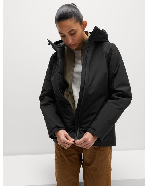 GOODMOVE Black Women's Padded Waterproof Hooded Jacket