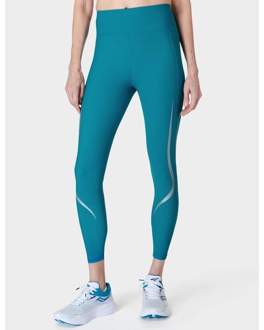 Sweaty Betty Blue Zero Gravity 7/8 Illuminate Running leggings