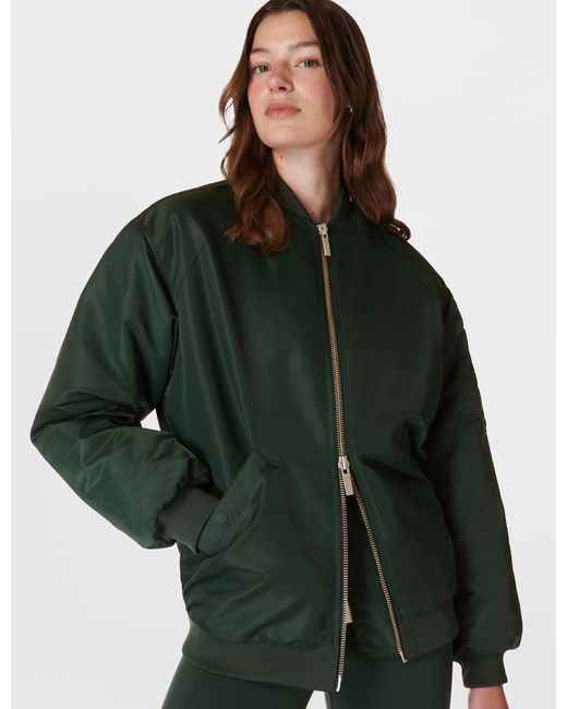 Sweaty Betty Green Women's Cityscape Longline Bomber