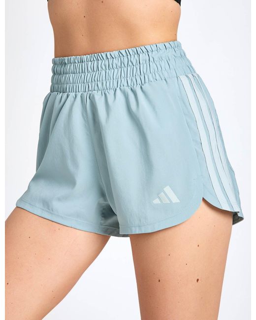 Adidas Blue Women's Pacer Workout Woven High Rise Shorts