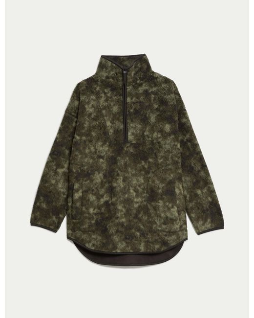 GOODMOVE Black Women's Borg Half Zip Longline Fleece Jacket