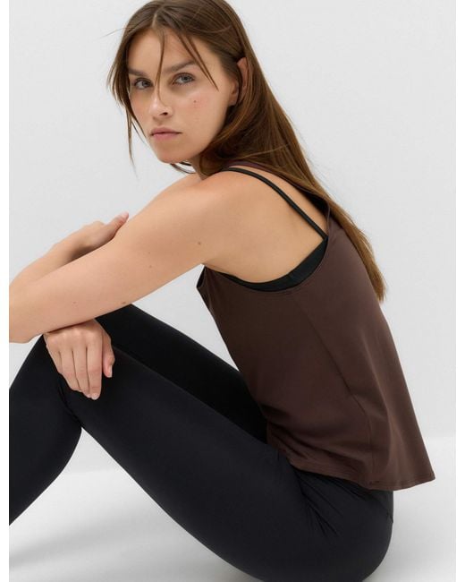 GOODMOVE Brown Women's Go Balance Scoop Neck Relaxed Vest Top