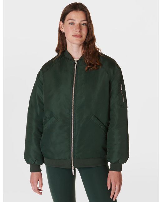 Sweaty Betty Green Women's Cityscape Longline Bomber