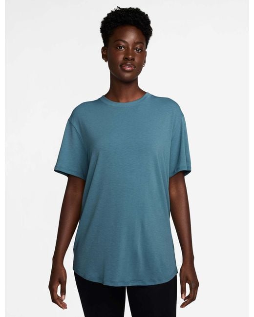 Nike Blue Women's One Relaxed Dri-fit Short-sleeve Top