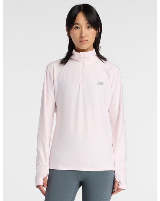 New Balance White Women's Sport Essentials Space Dye 1/4 Zip
