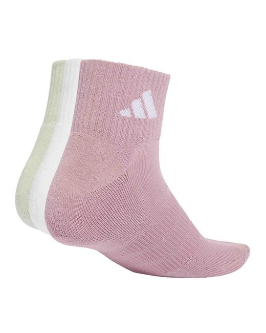 Adidas Pink Women's Cushioned Sportswear Ankle Socks 3 Pair Pack
